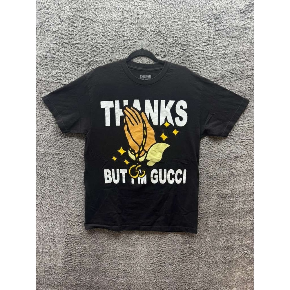 Chinatown Market "Thanks But I'm Gucci" Graphic Cotton T Shirt Black Men Size L‎